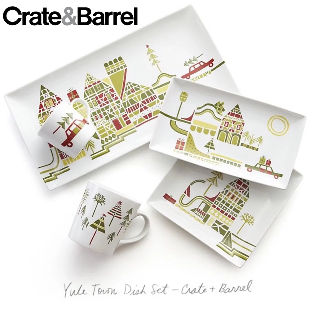 Crate & Barrel Yule Town Platter